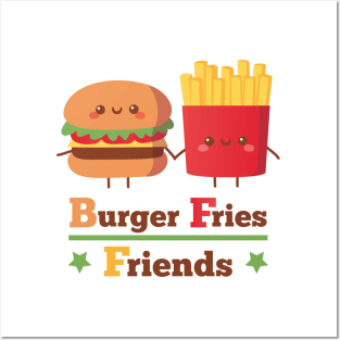 Cute Burger and Fries Friends BFF Funny Posters and Art